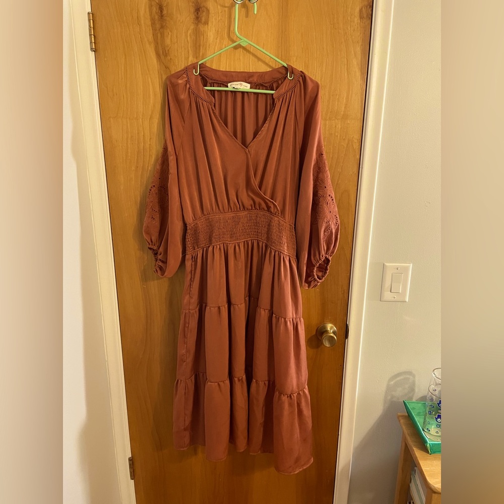 Autumnal Rust Orange Penelope Rose XL Boho Dress